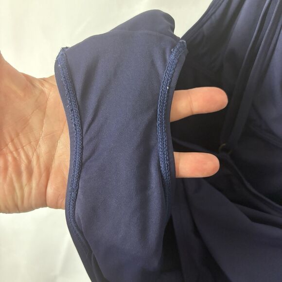 Andie Swim Sardinia One Piece Large Navy Blue Swimsuit V Neck Low Back - Picture 9 of 9